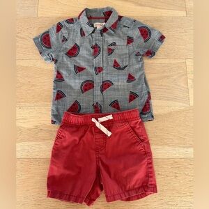 Cat & Jack Watermelon Shirt and Red Shorts Set